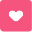 A simple white heart icon centered on a solid pink background.